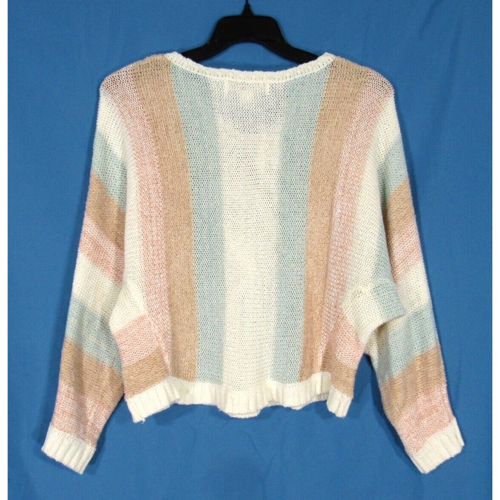 VINTAGE HAVANA Pastel STRIPED Airy Knit DOLMAN SLEEVE Casual Beach SWEATER Sz M - Picture 5 of 6